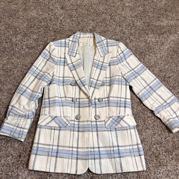 VERONICA BEARD Beacon PLAID Dickey Jacket White Blue Womens Blazer - Picture 4 of 9